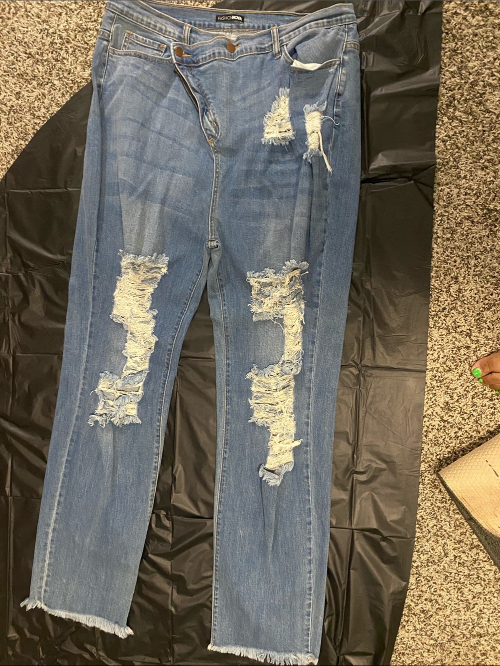 Light Wash Distressed Straight Leg Jeans